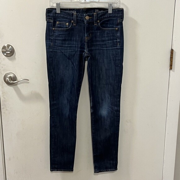 J. Crew Womens Toothpick Ankle Stretch Skinny Jeans Dark Blue Size 26 USA Made - Picture 2 of 12